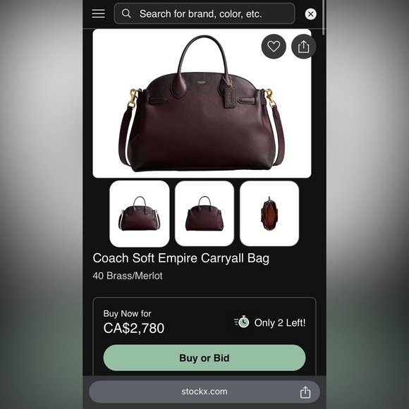 Coach Empire Caryall 40 in brass Merlot - Picture 6 of 6